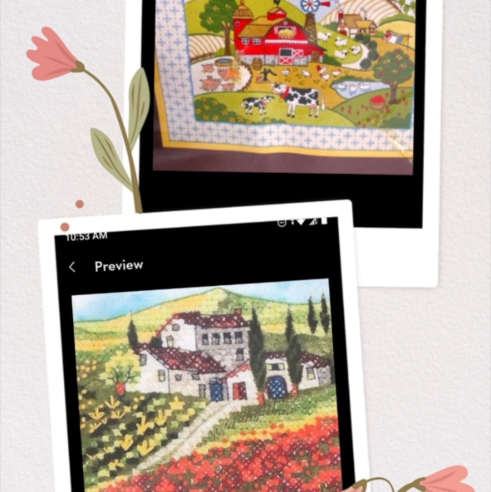 ❤️PAIR ❤️Sunset Vintage Crewl Kit❤️ DIMENSIONS PreStamped cross stitch Kits❤